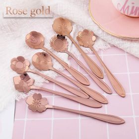 Flower Spoons, Decorative Shapes, 8Pcs Stainless Steel, Cute Spoons (Color: 8PCS Rose Gold, Ships From: China)