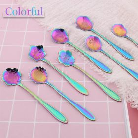 Flower Spoons, Decorative Shapes, 8Pcs Stainless Steel, Cute Spoons (Color: 8PCS Corlorful, Ships From: China)