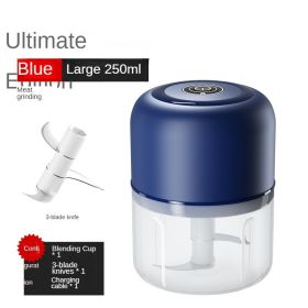 Mini Garlic Blender, Electric Small Garlic Blender,  Baby Food Processor, Strong Power (Color: Blue 250ml Ultimate Edition)