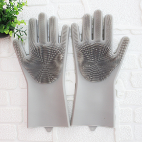 Dish Washing Gloves, 1 Pair, Cleaning Gloves, Magic Silicone Rubber (Color: Gray, size: 1 Pair)