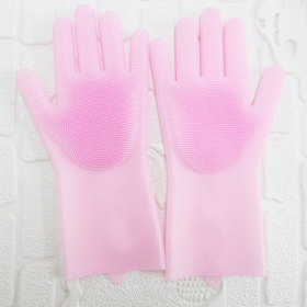 Dish Washing Gloves, 1 Pair, Cleaning Gloves, Magic Silicone Rubber (Color: Pink, size: 1 Pair)