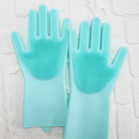 Dish Washing Gloves, 1 Pair, Cleaning Gloves, Magic Silicone Rubber (Color: Green, size: 1 Pair)