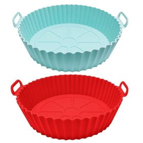 Silicone Air Fryer Basket, 1/2pcs, Reusable Air Fryer Liners, Silicone, Food Safe Air Fryer Accessories (Color: Dark Red + Light Blue)