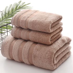 Linen Bath Towel Set 3 Pieces Soft and Absorbent, 100% Cotton 1 Bath Towel 1 Hand Towel 1 Washcloth (Color: Brown)