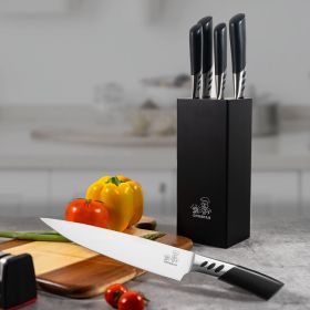 Knife Sets,  7-Pieces Premium Stainless Steel,  with Block and Sharpener, Hard Wood Brown Knife Block (Color: Black)