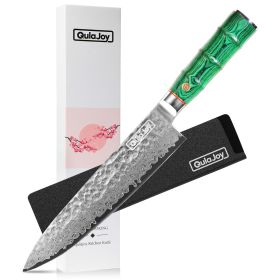 Japanese Chef Knife, 8 Inch, 67 Layers Damascus VG-10 Steel Core, Professional Hammered Kitchen Knife (size: Chef Knife Green)