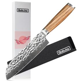 Chef Knife 6.5 Inch - Professional Japanese 67 Layers Damascus VG-10 Steel, Zebrawood Handle With Sheath (size: Santoku)