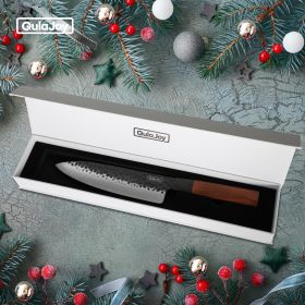 7 Inch Santoku Knife - Japanese Chef Knife - Razor Sharp Blade, Hammered Kitchen Knife, Octagonal Rosewood Handle (size: Chef)