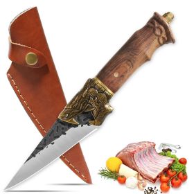 Boning Knife, Hand Forged Viking Hunting Knife, Dragon Head Handle And Leather Sheath, Unique Dragon Style (size: Multiuse Knife)