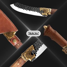 Boning Knife, Hand Forged Viking Hunting Knife, Dragon Head Handle And Leather Sheath, Unique Dragon Style (size: Fillet Knife)