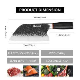 Meat Cleaver Knife - 7.3 Inch High Carbon Stainless Steel, Cutting Slicing Vegetables- Professional Chopper Knife Qulajoy (size: Meat Cleaver Knife)