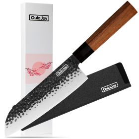 7 Inch Santoku Knife - Japanese Chef Knife - Razor Sharp Blade, Hammered Kitchen Knife, Octagonal Rosewood Handle (size: Santoku)