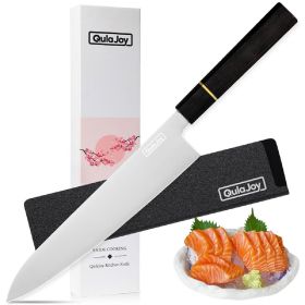 Chef Knife, 9 Inch Classic Japanese, Handcrafted Steel Forged, Mirror Blade, Octagonal Ebony Wood Handle With Sheath (size: Gyuto)