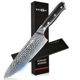 Chef Knife, 8 Inch Damascus, Japanese, VG10 Super Steel Hammered,  G10 Handle, Classic Series (size: Chef Knife Hand Forging)