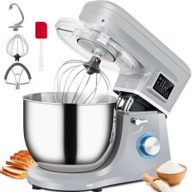 Stand Mixer, 6-Speed, Tilt-Head, Dough Mixer, W/ 3 Attachments, Smart Household 660W (Capacity: 7.4 Qt / 7 L, Color: Grey)