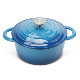 Dutch Oven, 4.5QT, Enameled Cast Iron  with Self Basting Lid;  Enamel Coated Cookware Pot (Color: Blue)