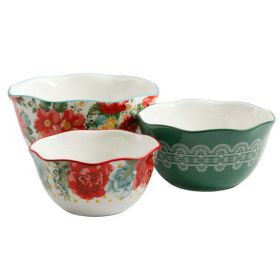 Serving Bowl Set, Vintage Floral, 3-Piece Set (Color: Multicolor)