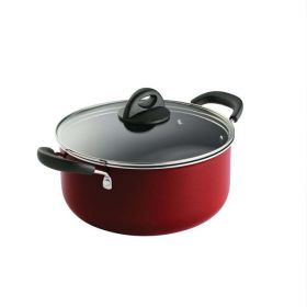 Dutch Oven,  5 Qt Aluminum, Nonstick, Covered,  Metallic, Red (Color: Red)