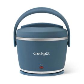 Lunch Crock, Food Warmer, Bowl, Lid, Handle, (6.6 L x 6.6 W x 6.4 H) Inches (Color: Faded Blue)