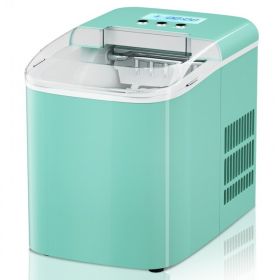 Ice Maker 26 lbs Countertop LCD Display  with Ice Scoop (Color: Green)