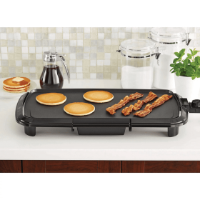 Electric Griddle, 20" Black with Adjustable Temperature Control, Dishwasher-Safe (Color: Black)