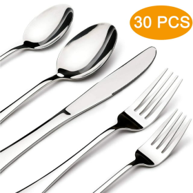 Flatware Set,  30pc, Stainless Steel, Service for 6, Tableware Cutlery Set for Home and Restaurant (Brand: GPED)