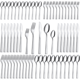 Silverware Set for 12, 60 Pieces Flatware Set, Include Fork Knife Spoon Set, Mirror Polished, SS,  Bestdin (Brand: Bestdin)