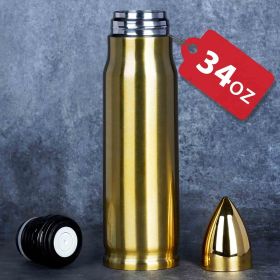 Bullet Tumbler, 34oz, Stainless Steel (Color: Gold)