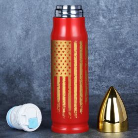 Bullet Tumbler, USA Flag, Stainless Steel, 4 Colors (Color: 17oz-USA Flag-Red)