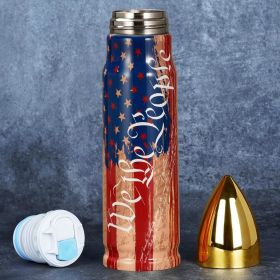 Bullet Tumbler, WE THE PEOPLE, USA Flag,  Stainless Steel, 16oz & 32oz (Color: 17oz-WE THE PEOPLE)