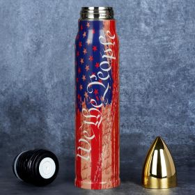 Bullet Tumbler, WE THE PEOPLE, USA Flag,  Stainless Steel, 16oz & 32oz (Color: 34oz-WE THE PEOPLE)