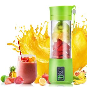 Fruit Juice Blender Portable USB Electric Deluxe Version with 6 Blades (Color: Green)