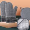 Oven Mitts; Heat Insulation Pad; Nordic Style Microwave Oven Gloves; Kitchen Baking Gloves, 1pc Silicone