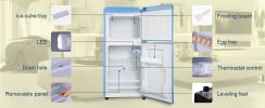 Compact Refrigerator,  CUTE RETRO PASTEL BLUE, 3.5Cu.Ft, Mini Fridge / Freezer, Antique Look, 2 Door