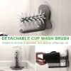 Glass Cleaning Brush, Sink Side Suction Mount,  Inner and Outer Brushes